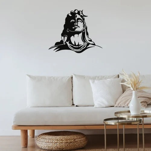 Adiyogi Lord Shiva Premium Backlit Design Wooden Wall Hanging with LED Night Light Walnut Finish