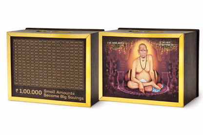 GIftgasmic™ Shri Swami Samarth Wooden Money Bank – Savings with Divine Blessings (₹1 Lakh Challenge Edition)