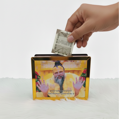 GIftgasmic™ Premanand Ji Maharaj 1 Lakh Savings Challenge Box | Personalized Wooden Money Bank with Mantra | Divine Blessing Gullak for Home & Office
