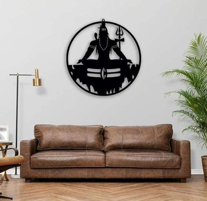 HOME PINE Mahadev Shiv Ji 3D Wall Art with LED Backlight | Divine Wall Decor |  (18x18 inches, Black)