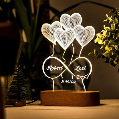 Personalised Infinity heart light with name