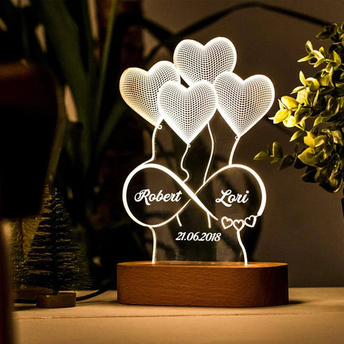 Personalised Infinity heart light with name
