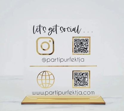 Custom Acrylic "Let's Get Social" Plaque – Boost Your Brand Presence!