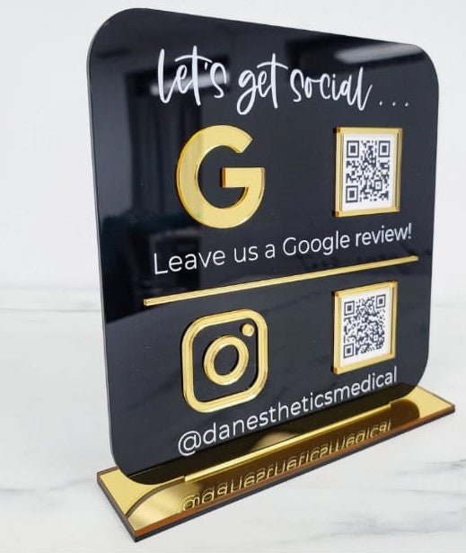 Custom Acrylic "Let's Get Social" Plaque – Boost Your Brand Presence!