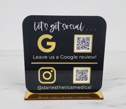 Custom Acrylic "Let's Get Social" Plaque – Boost Your Brand Presence!