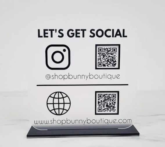 Custom Acrylic "Let's Get Social" Plaque – Boost Your Brand Presence!