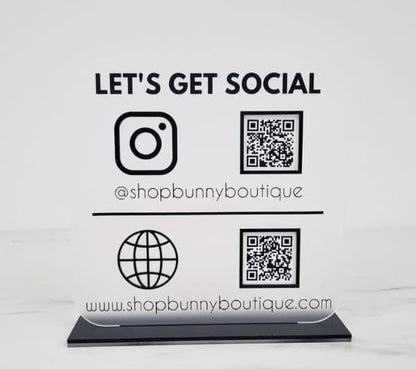 Custom Acrylic "Let's Get Social" Plaque – Boost Your Brand Presence!