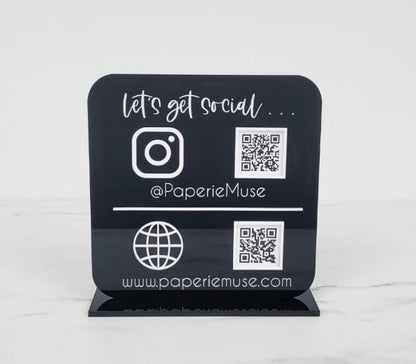 Custom Acrylic "Let's Get Social" Plaque – Boost Your Brand Presence!