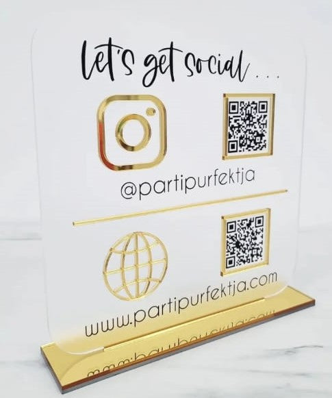 Custom Acrylic "Let's Get Social" Plaque – Boost Your Brand Presence!